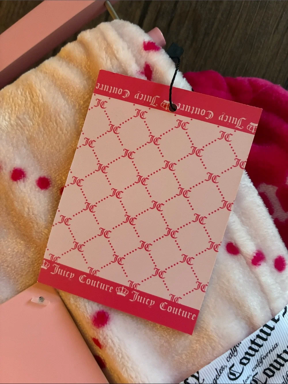Juicy Couture Light Pink & Hot Pink Logo Plush Throw Blanket